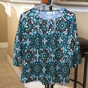 Kim Rogers Turquoise Floral Blouse